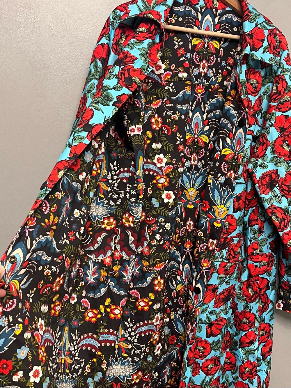 NWOT Alice + Olivia Zazie Reversible Floral Print Twill Barn Maxi Coat Large - Picture 5 of 14
